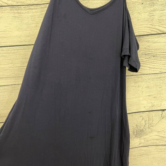 Thanth Navy Cold-Shoulder Maxi Dress With Spaghetti Straps, Size L - Picture 5 of 5